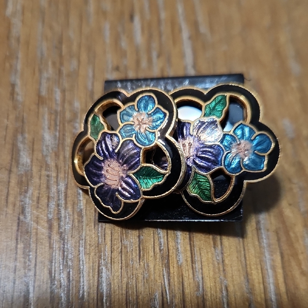 Cloisonne Floral Post Earrings